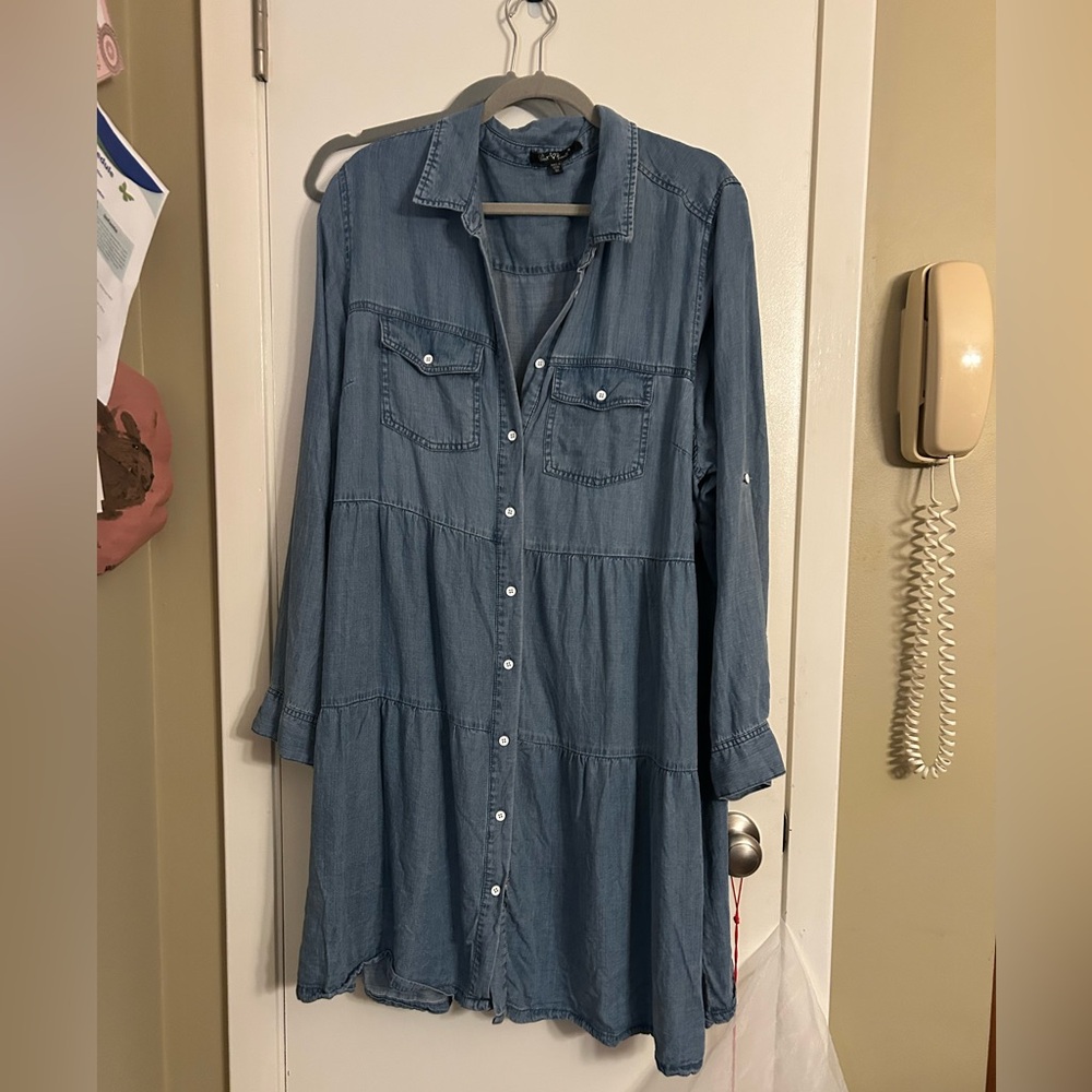 Velvet Heart 1x denim button up dress